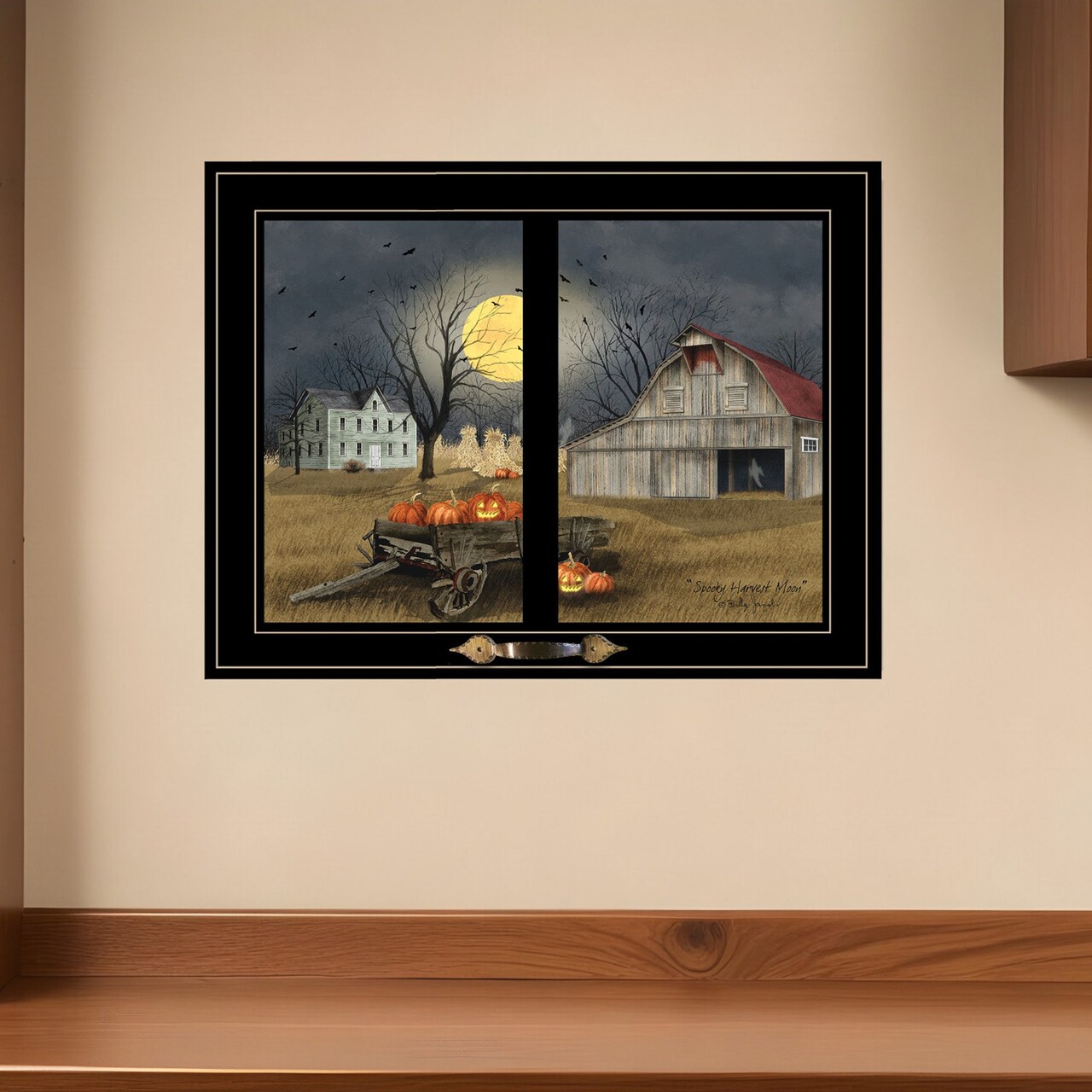 Edge Collections - Black - Spooky Harvest Moon Wall Art - 1 Piece